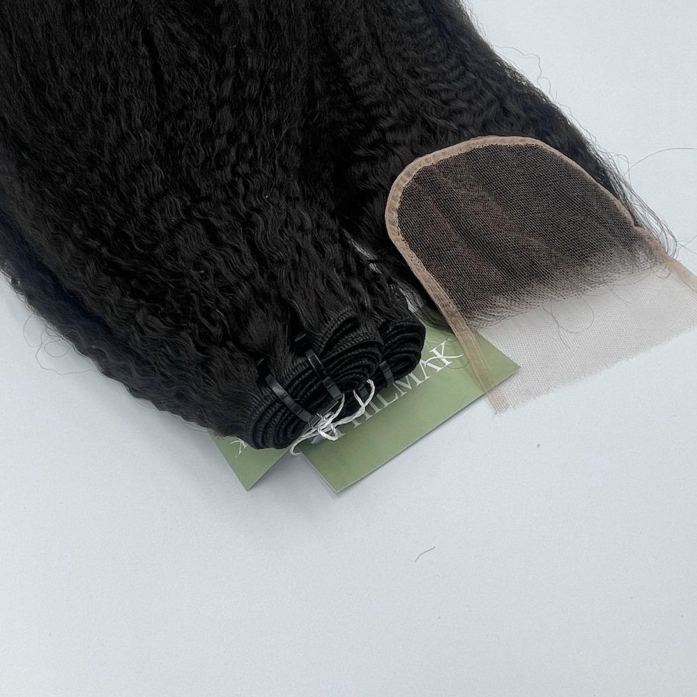 Kinky Straight Bundle + 4x4 Closure - Image 3
